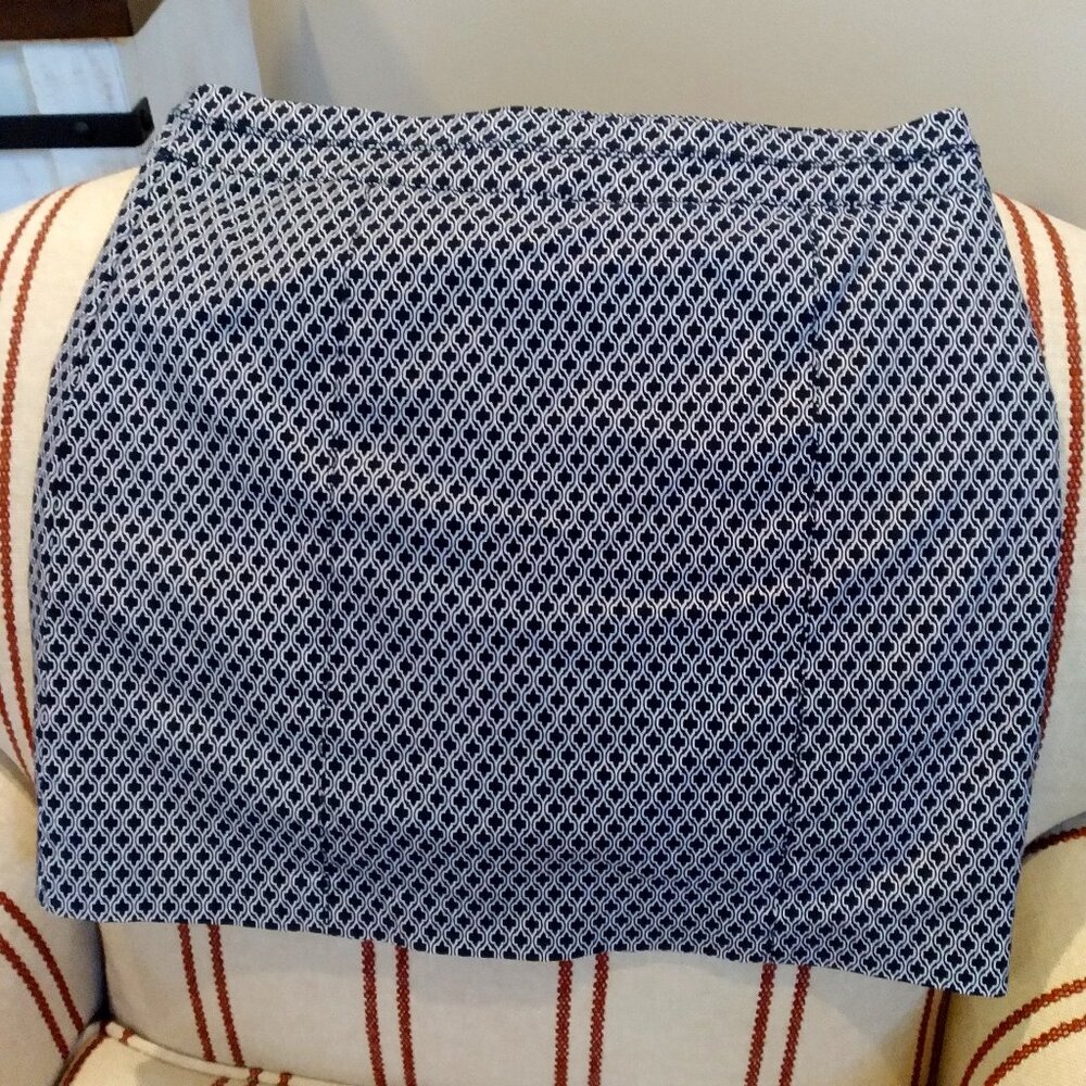 Kim Rogers navy and white skort